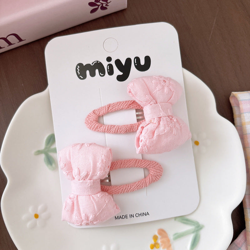 Collection of 2 Cute Butterfly-bow Decorated Hair Clips, MyKids-USA®, Hair Pins, Claws & Clips, MyKids-USA - Size/Age - Average Size (0-12Y） - Color - Light Pink -  -  - TR2604212352-D.