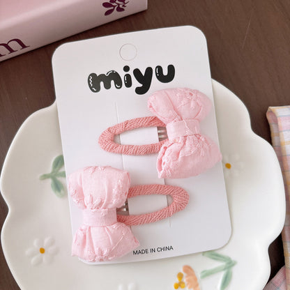 Collection of 2 Cute Butterfly-bow Decorated Hair Clips, MyKids-USA®, Hair Pins, Claws & Clips, MyKids-USA - Size/Age - Average Size (0-12Y） - Color - Light Pink -  -  - TR2604212352-D.