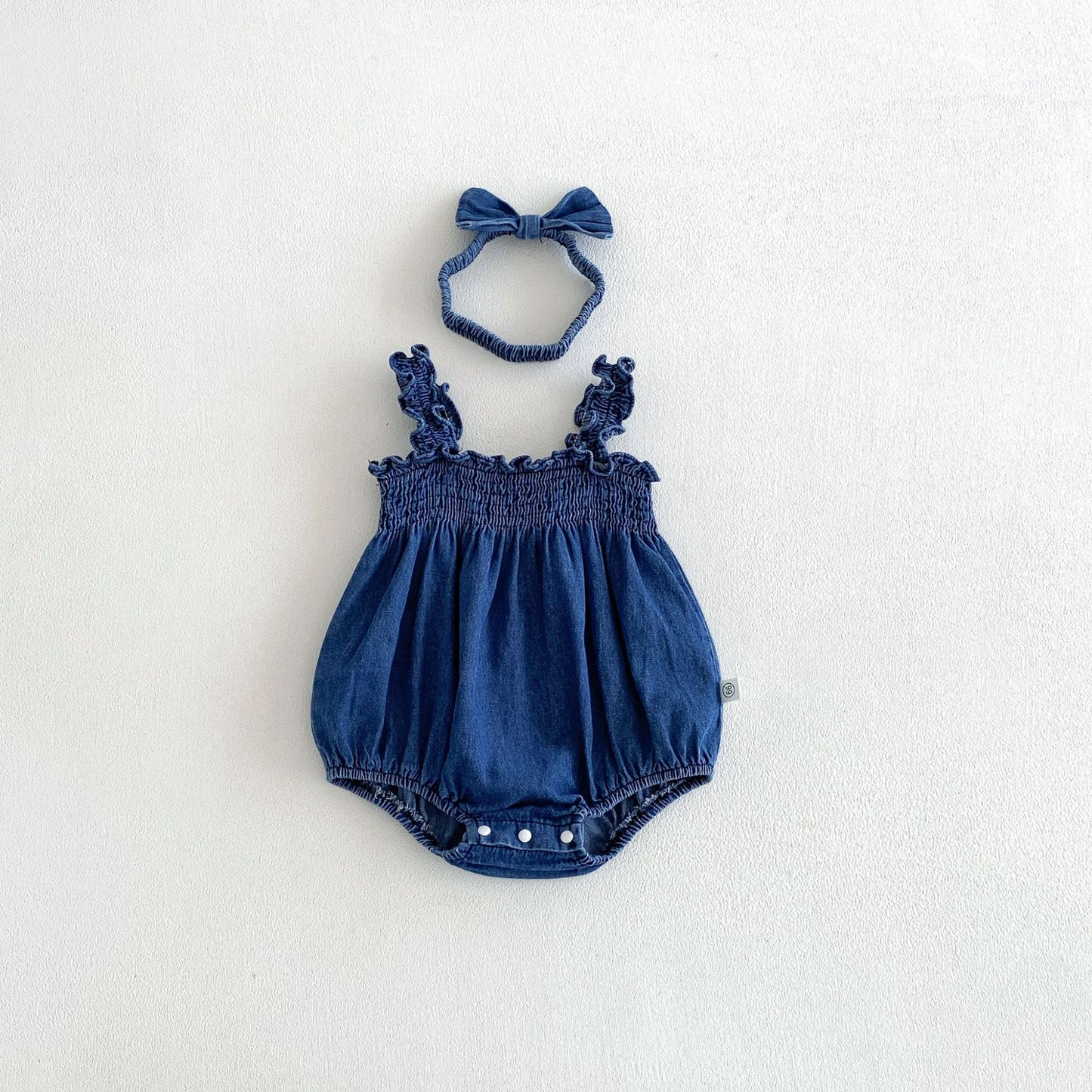 Summer Arrival Baby Girls Sleeveless Solid Color Navy Blue Strap Bodysuit