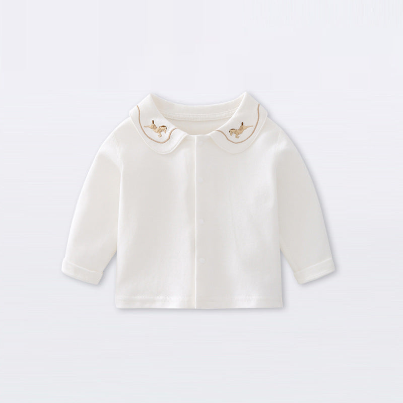 Arrival Spring and Autumn Baby Kids Girls Embroidered Pattern Collar Shirt