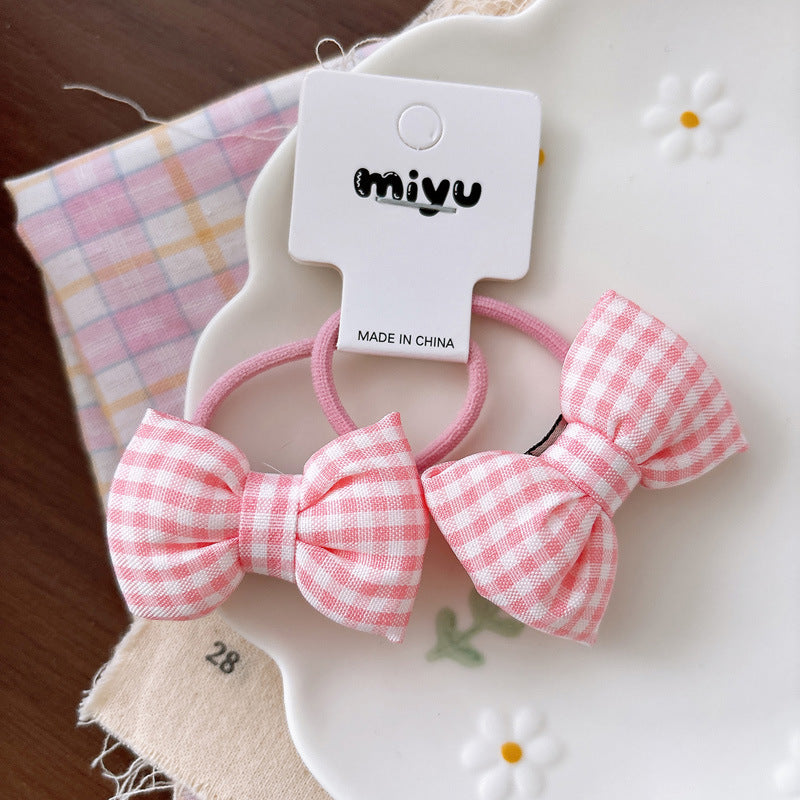 Collection of 2 Cute Butterfly-bow Decorated Hair Ties, MyKids-USA®, Ponytail Holders, MyKids-USA - Size/Age - Average Size (0-12Y） - Color - Light Pink -  -  - TR2604212351-D.
