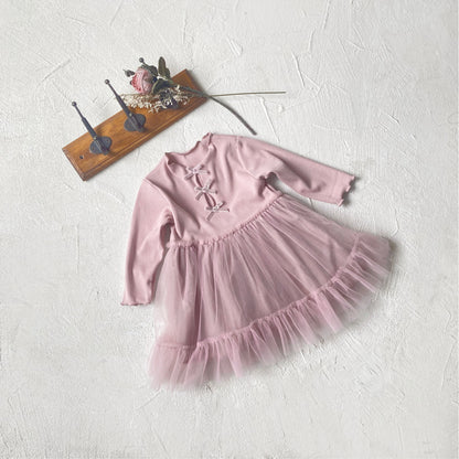 MyKids-USA® Autumn Tulle Patchwork Baby Kids Girls Princess Long Sleeves Dress