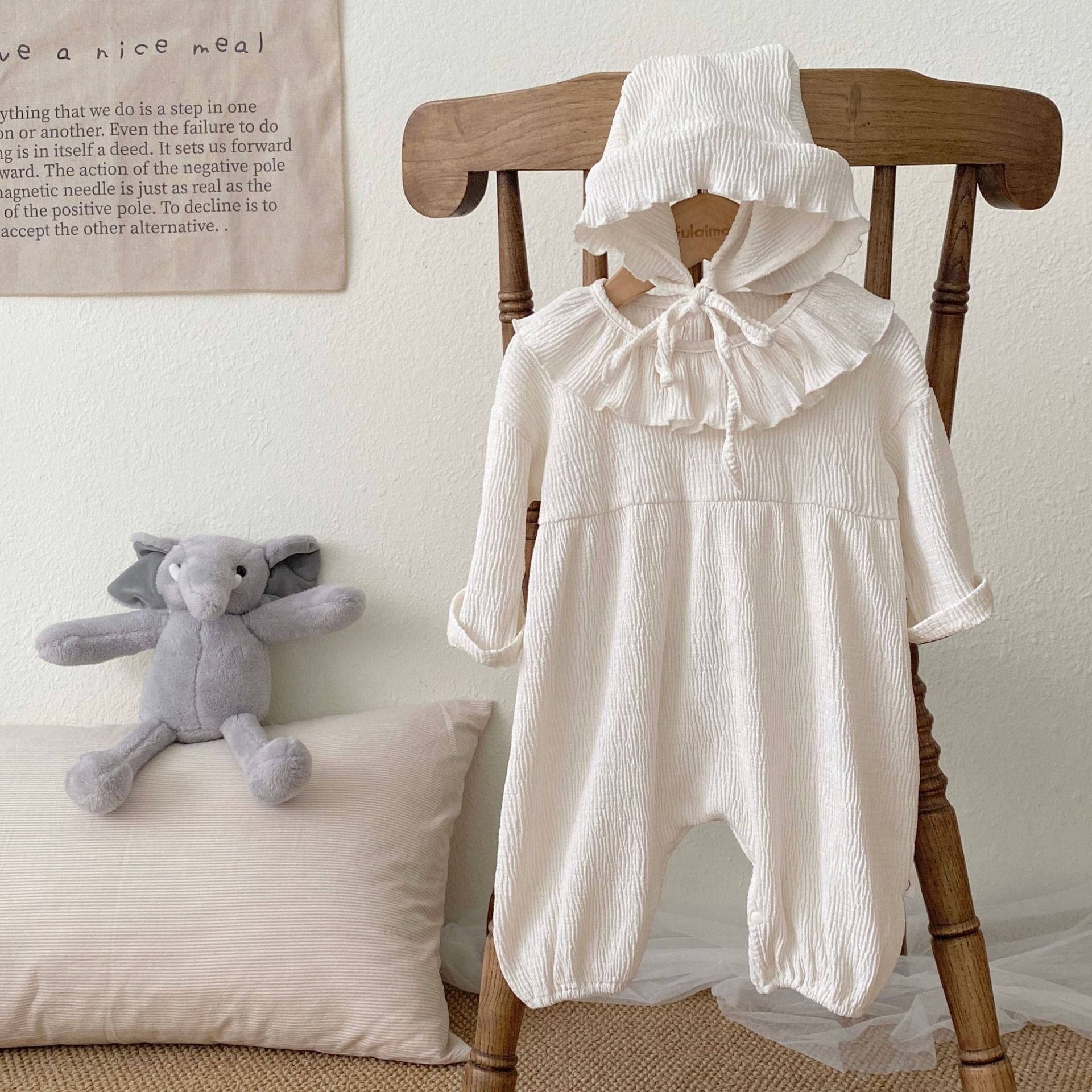 Autumn Arrival Baby Girls Long Sleeves Solid Color Rompers with Hat, MyKids-USA®, Baby One-Pieces, MyKids-USA - SIze/Age - 66 (3-6M) - Color - Beige -  -  - TR2510192151-A