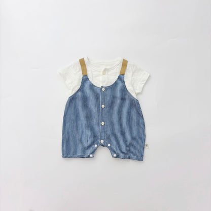Summer Arrival Baby Boys Short Sleeves Cute Striped Overalls Pattern Rompers, MyKids-USA®, Baby One-Pieces, MyKids-USA - Size/Age - 66 (3-6M) - Color - Blue -  -  - TR2504281828-A