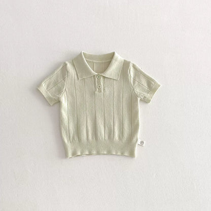 Summer Arrival Baby Kids Unisex Casual Solid Color Short Sleeves Top Knitted Polo Shirt, MyKids-USA®, Baby Activity Tops, MyKids-USA - Size/Age - 73 (6-9M) - Color - Green -  -  - TR2506182041-C
