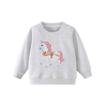 MyKids-USA® Autumn Arrival Kids Girls Cartoon Print Crew Neck Long Sleeves Sweatshirt
