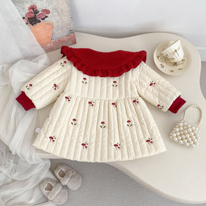 Winter Arrival Baby Girls Long Sleeves Mushrooms Pattern Fleece-Lined Warm Coat, MyKids-USA®, Puffer Jackets, MyKids-USA -  -  -  -  -  -  - 