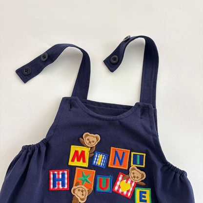 Summer Arrival Baby Kids Unisex Sleeveless Monkeys and Letters Embroidered Strap Onesies Overalls and White T-Shirt Clothing Set, MyKids-USA®, Baby & Toddler Outfits, MyKids-USA -  -  -  -  -  -  - 