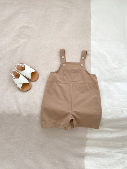 New Arrival Summer Baby Kids Unisex Solid Color Cotton Overalls Onesies
