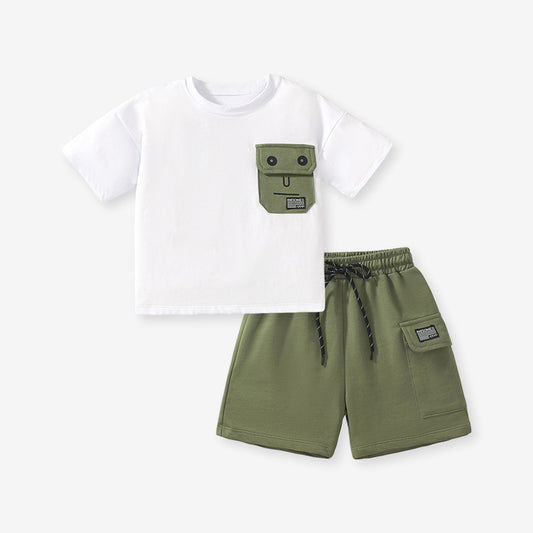 Baby Kids Boys Dumb Face Design T-Shirt And Shorts Casual Clothing Set