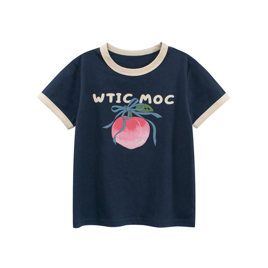 Summer Girls’ Fruits and Letters Pattern T-shirt in European and American Style, MyKids-USA®, T-Shirts, MyKids-USA - Size/Age - 90 (12-24M) - Color - Blue -  -  - TR2604072230-A.