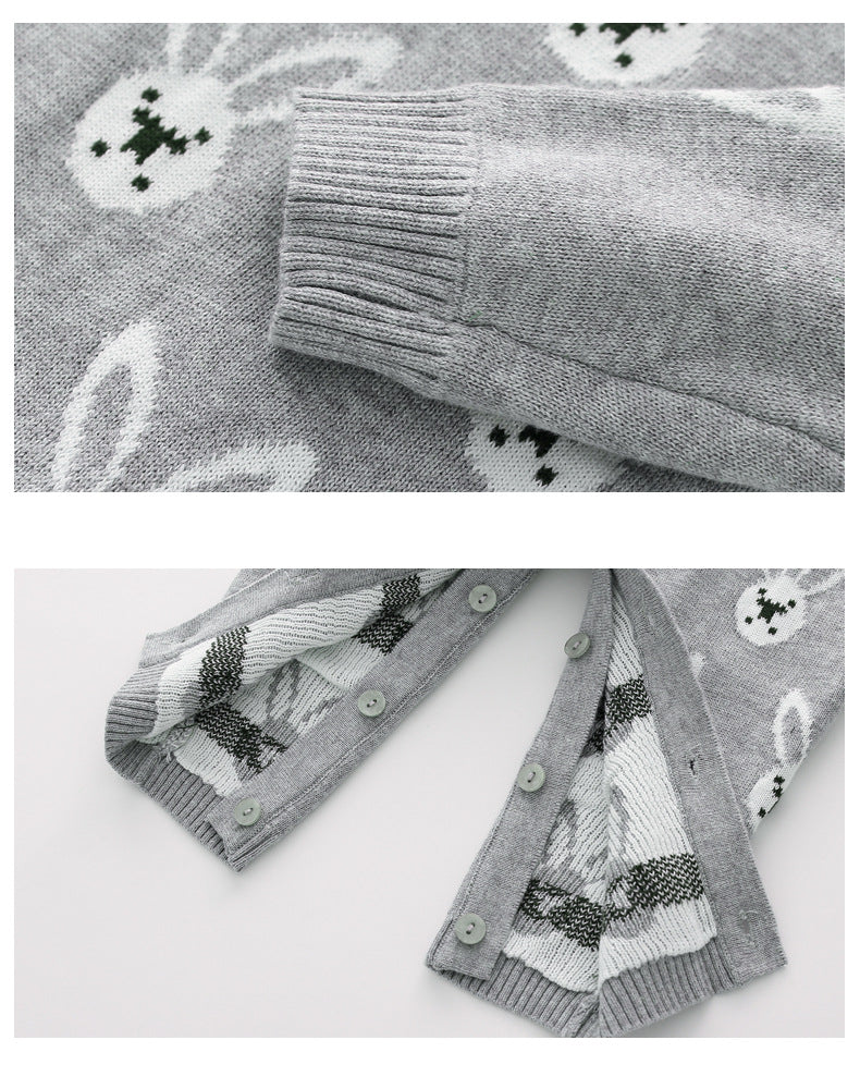 Hot Selling Autumn Baby Kids Long Sleeves Rabbits Cartoon Pattern Rompers