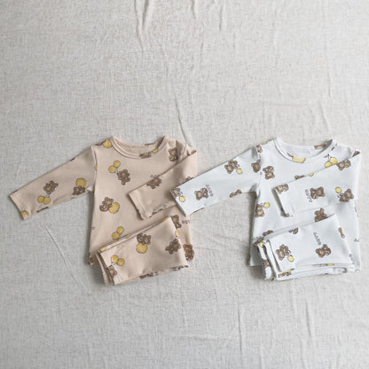 MyKids-USA® Spring and Autumn Baby Kids Long Sleeves Teddy Bear Cartoon Top and Pants Clothing Set