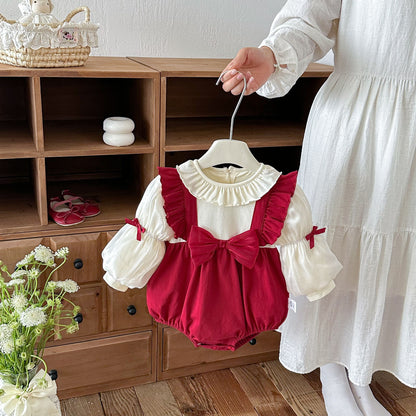 MyKids-USA® Baby Girls Long Sleeves Color Patchwork Bodysuit