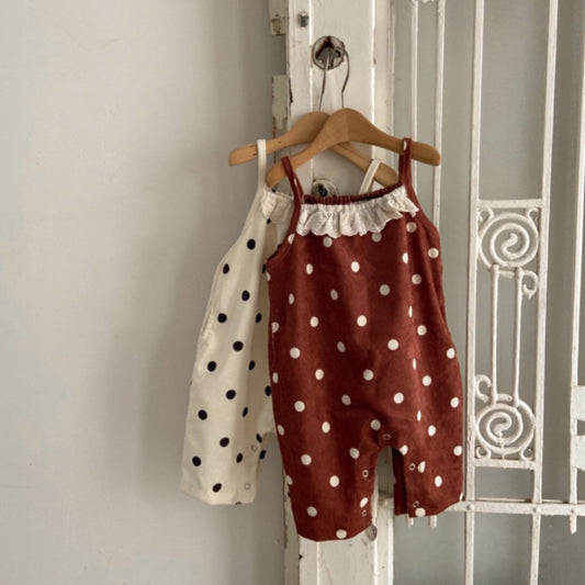 Spring Baby Kids Girls Polka Dots Overalls Design Romper