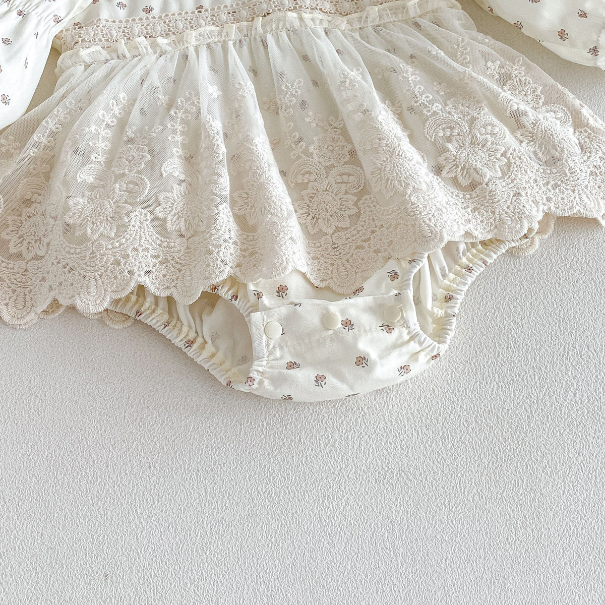 MyKids-USA® Baby Girls Long Sleeves Flowers Pattern Lace Trim Bodysuit Dress