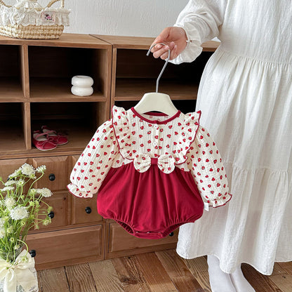 MyKids-USA® Baby Girls Long Sleeves Color Patchwork Floral Bodysuit