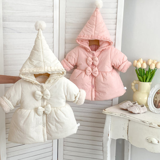 Arrival Baby Kids Girls Solid Color Single Breasted Hooded Thick Fleece-inside Coat, MyKids-USA®, Baby & Toddler Outerwear, MyKids-USA -  -  -  -  -  -  - .