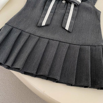 Autumn and Spring Baby Kids Girls Long Sleeves Solid Color Top and Sleeveless Preppy Dress Clothing Set, MyKids-USA®, Baby & Toddler Outfits, MyKids-USA -  -  -  -  -  -  - .