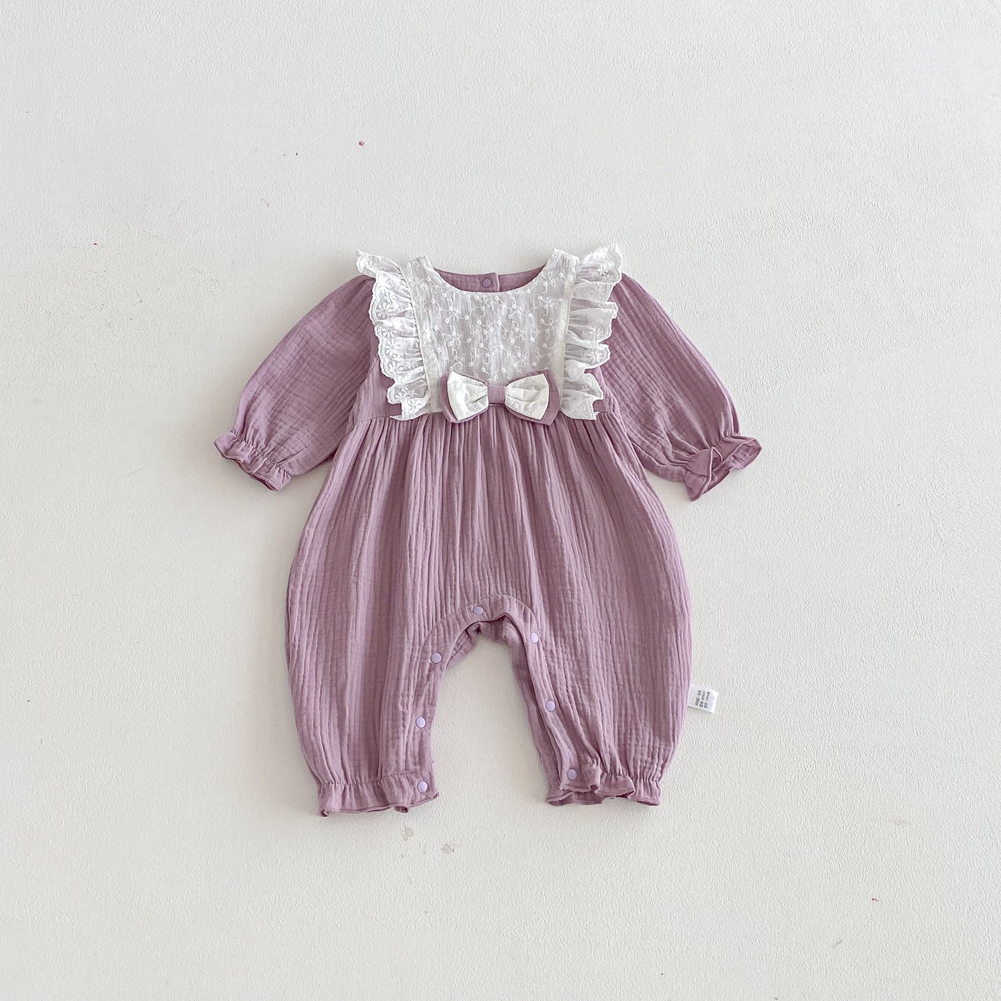 Spring Arrival Baby Girls Long Sleeves Color Patchwork Flowers Pattern Rompers