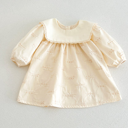 MyKids-USA® Autumn Arrival Baby Kids Girls Embroidery Pattern Long Sleeves Dress