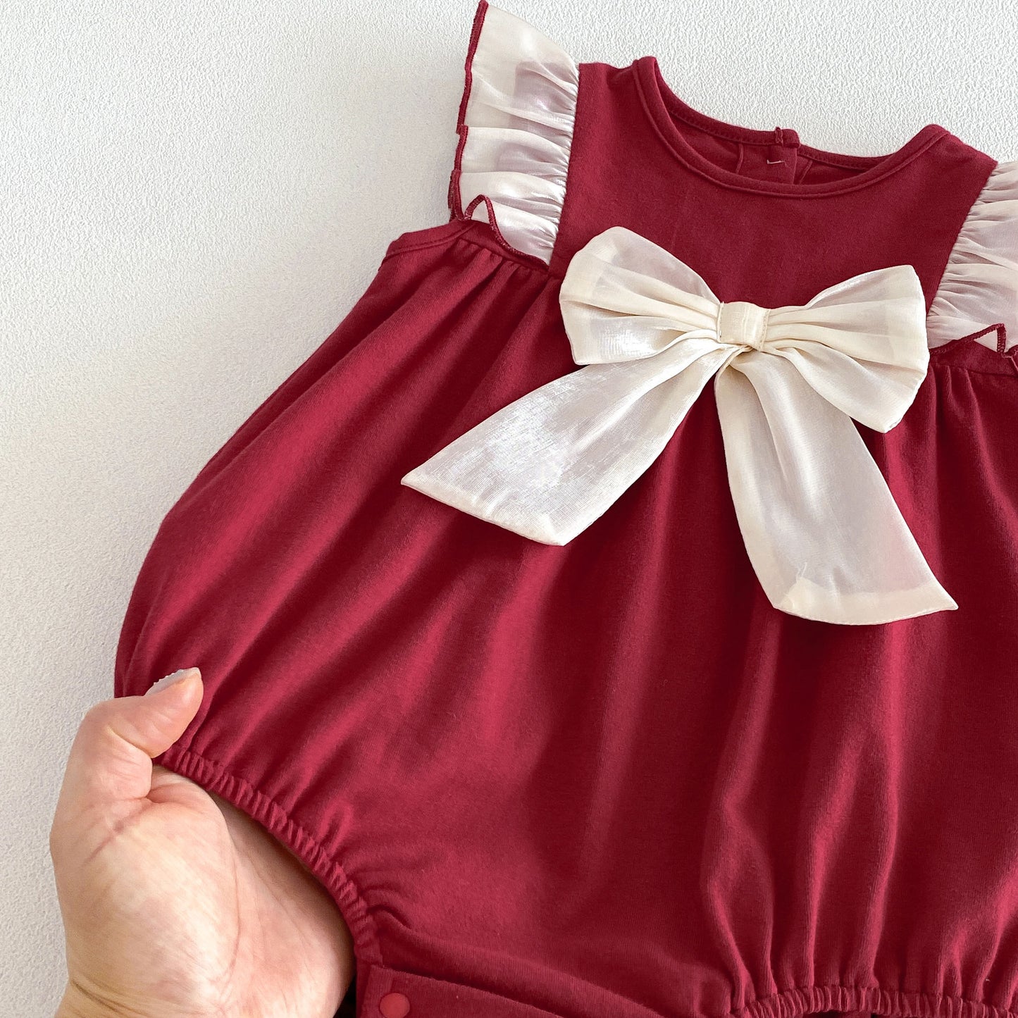 Design Summer Baby Kids Girls Fly Sleeves Color Patchwork Bodysuit