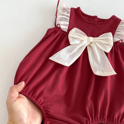Design Summer Baby Kids Girls Fly Sleeves Color Patchwork Bodysuit