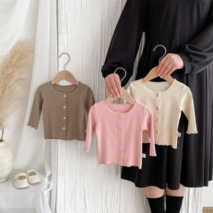 Arrival Spring Baby Kids Girls Solid Color Single Breasted Knitted Shirt, MyKids-USA®, Shirts, MyKids-USA -  -  -  -  -  -  - .