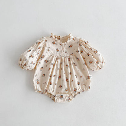 Arrival Spring Baby Girls Floral Pattern Long Sleeves Bodysuit, MyKids-USA®, Baby One-Pieces, MyKids-USA - Size/Age - 66 (3-6M) - Color - Apricot -  -  - TR2512282157-A.