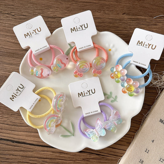 Collection of 2 Versatile Sweet Resin Decorated Hair Ties, MyKids-USA®, Ponytail Holders, MyKids-USA -  -  -  -  -  -  - .