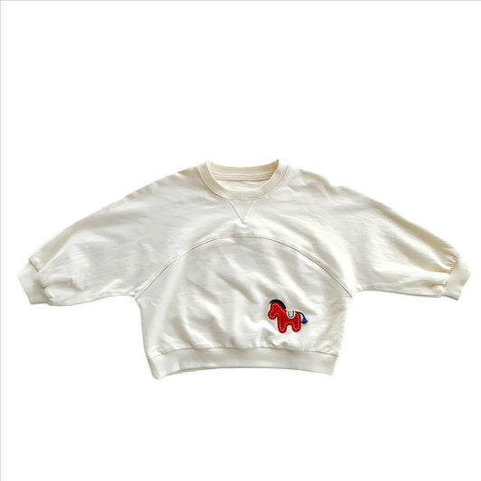Autumn Arrival Kids Unisex Casual Patchwork Long Sleeves Horse Pattern Pullover, MyKids-USA®, Sweaters, MyKids-USA -  -  -  -  -  -  - .
