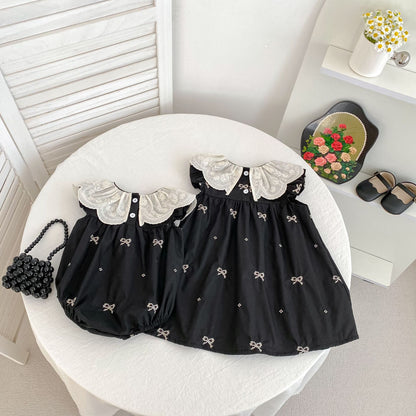 Summer Baby Girls French-style Flowers Pattern Collar Sleeveless Butterfly-bows Embroidered Onesies and Dress – Princess Sister Matching Set, MyKids-USA®, Baby & Toddler Dresses, MyKids-USA -  -  -  -  -  -  - 