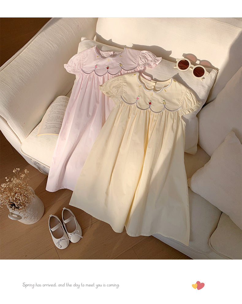 Summer Baby Kids Girls French Short Sleeves Floral Pattern Embroidered Dress, MyKids-USA®, Baby & Toddler Dresses, MyKids-USA -  -  -  -  -  -  - 