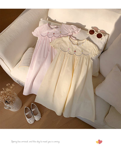 Summer Baby Kids Girls French Short Sleeves Floral Pattern Embroidered Dress, MyKids-USA®, Baby & Toddler Dresses, MyKids-USA -  -  -  -  -  -  - 