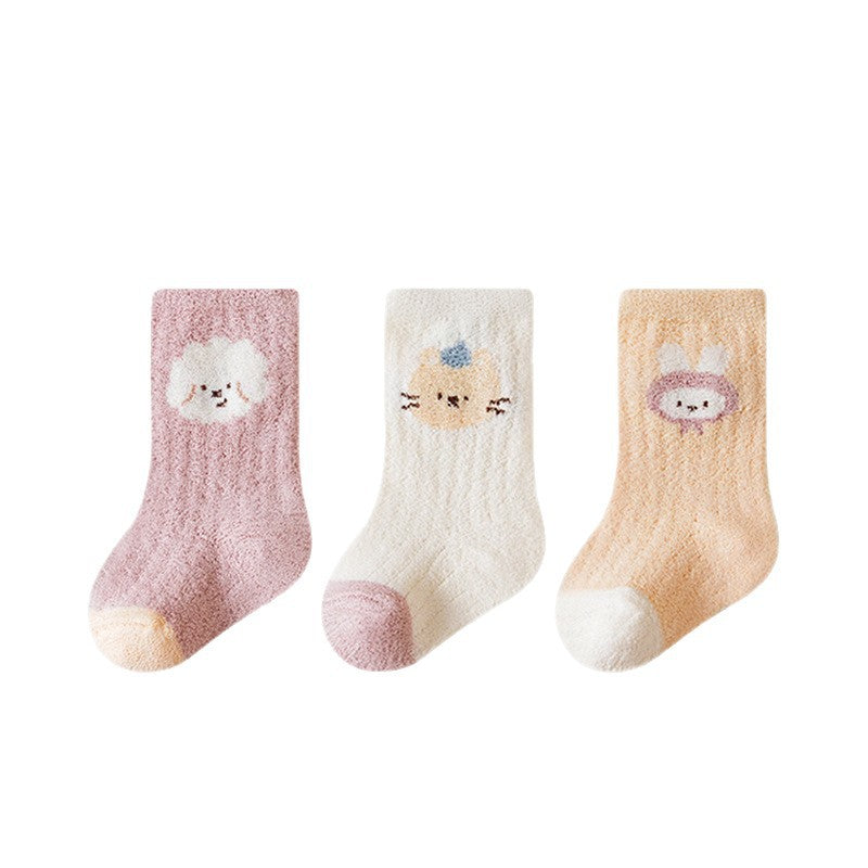 Autumn and Winter Arrival Baby Unisex Breathable Animals Pattern Cute Socks 1 Lot=3-Pair Set, MyKids-USA®, Baby & Toddler Socks & Tights, MyKids-USA - Size/Age - XS (0-6M) - Color - Light Yellow -  -  - TR2601081235-E.