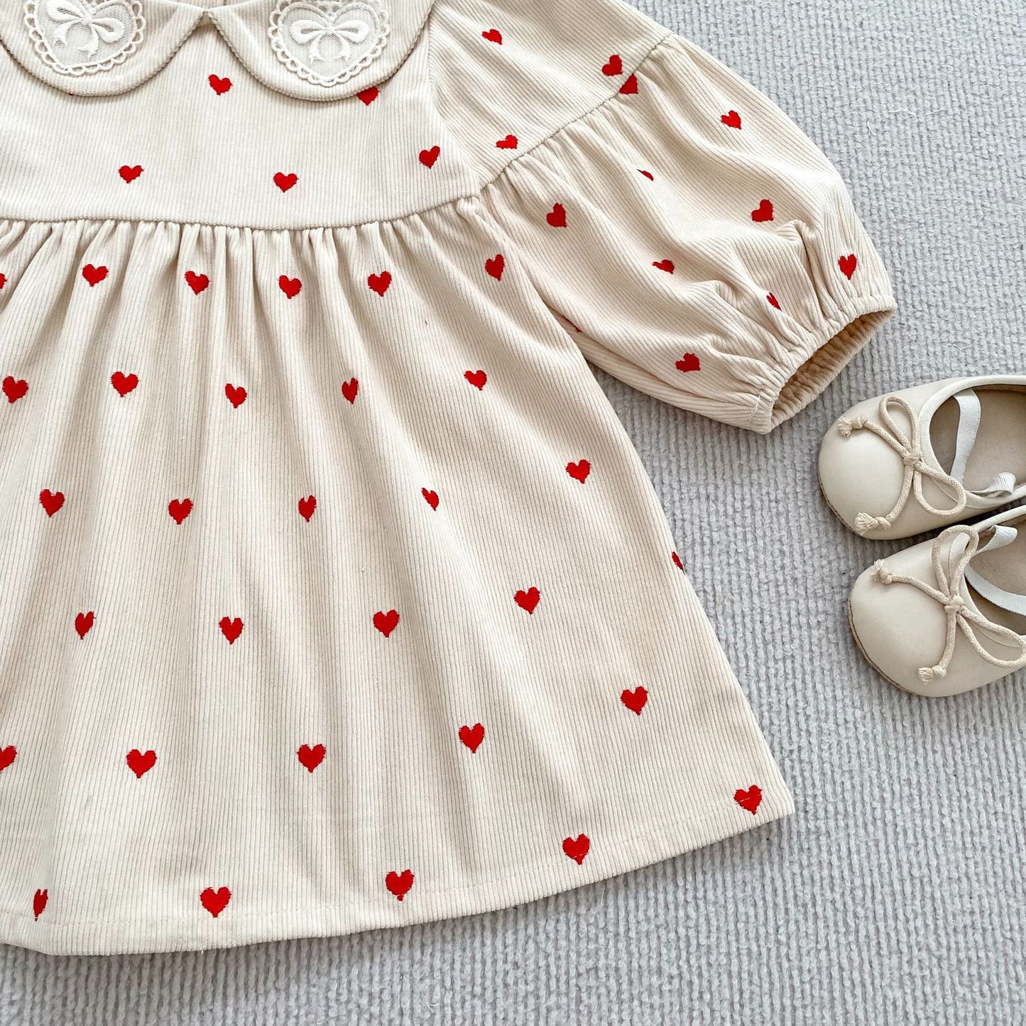 MyKids-USA® Autumn Arrival Baby Kids Girls Long Sleeves Cute Hearts Printed Dress