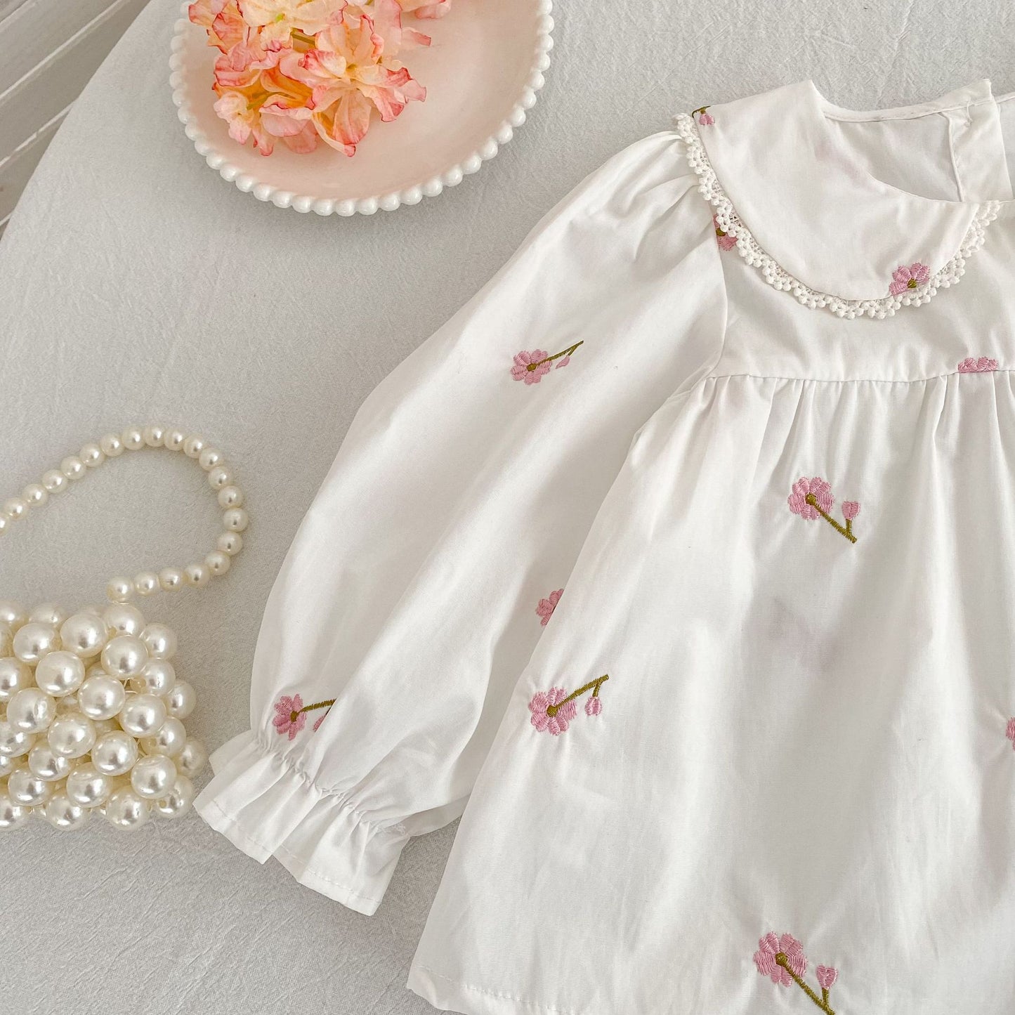 MyKids-USA® Arrival Autumn Baby Kids Girls Long Sleeves Flowers Pattern Embroidered Top