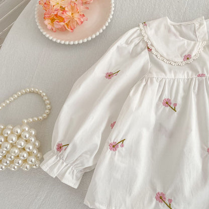 MyKids-USA® Arrival Autumn Baby Kids Girls Long Sleeves Flowers Pattern Embroidered Top