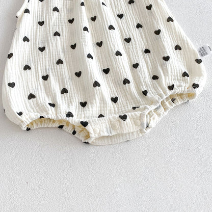 Summer Arrival Baby Girls Sleeveless Hearts Pattern Bodysuit