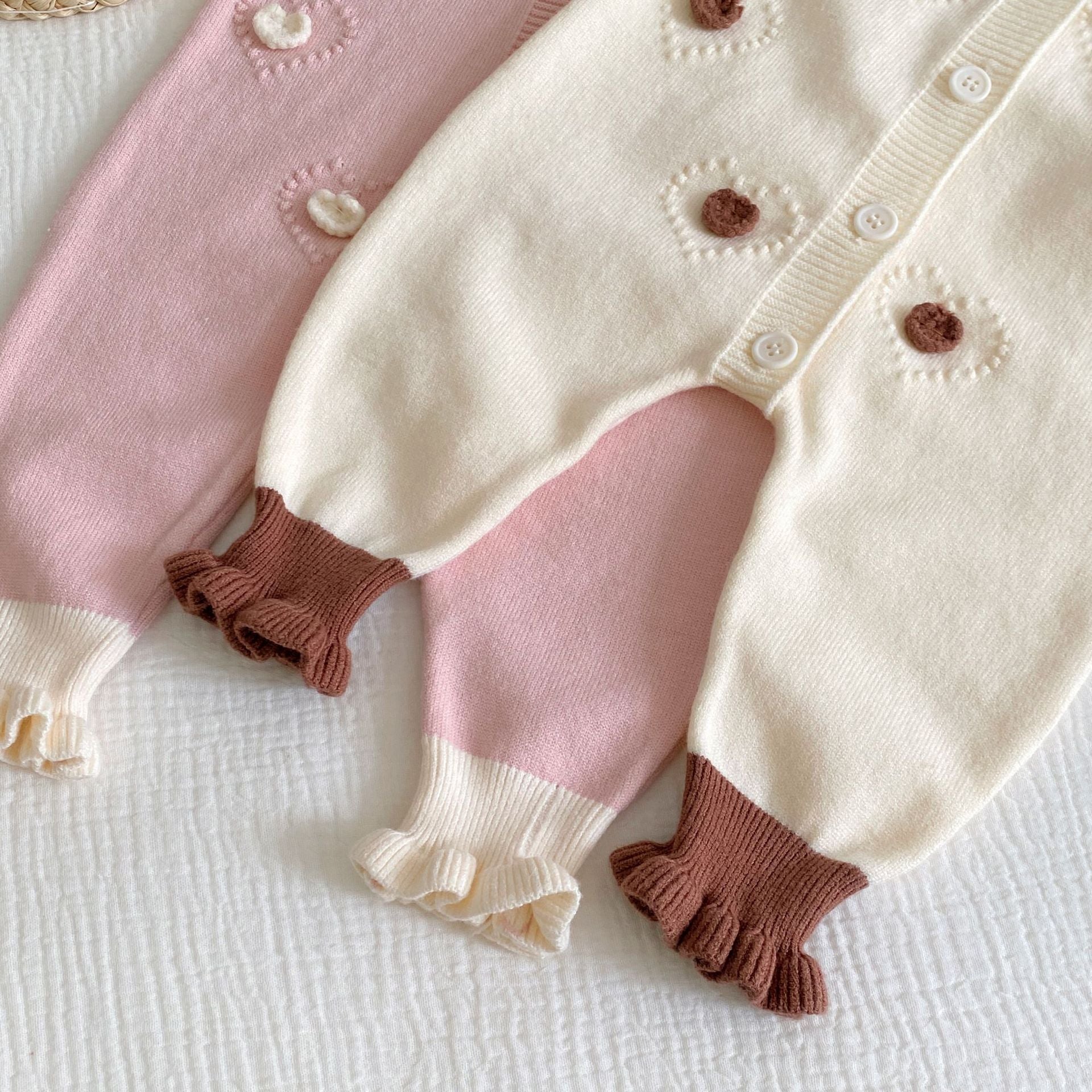 Autumn and Winter Arrival Baby Girls Long Sleeves Heart Pattern Color Patchwork Rompers, MyKids-USA®, Baby One-Pieces, MyKids-USA -  -  -  -  -  -  - 