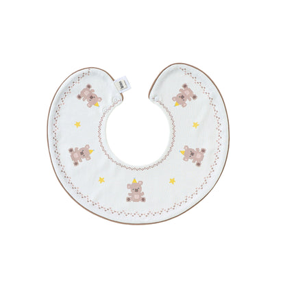 MyKids-USA® Adorable Animals Cartoon Pattern Snap-on Round Shaped Bib