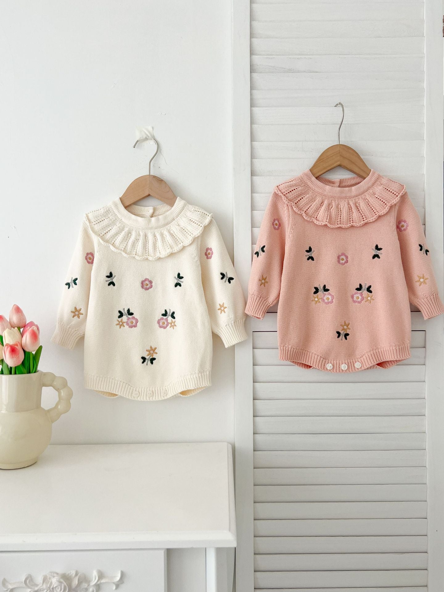 Autumn Arrival Baby Girls Flowers and Butterfly Embroidery Pattern Long Sleeves Onesies with Collar, MyKids-USA®, Baby One-Pieces, MyKids-USA -  -  -  -  -  -  - 