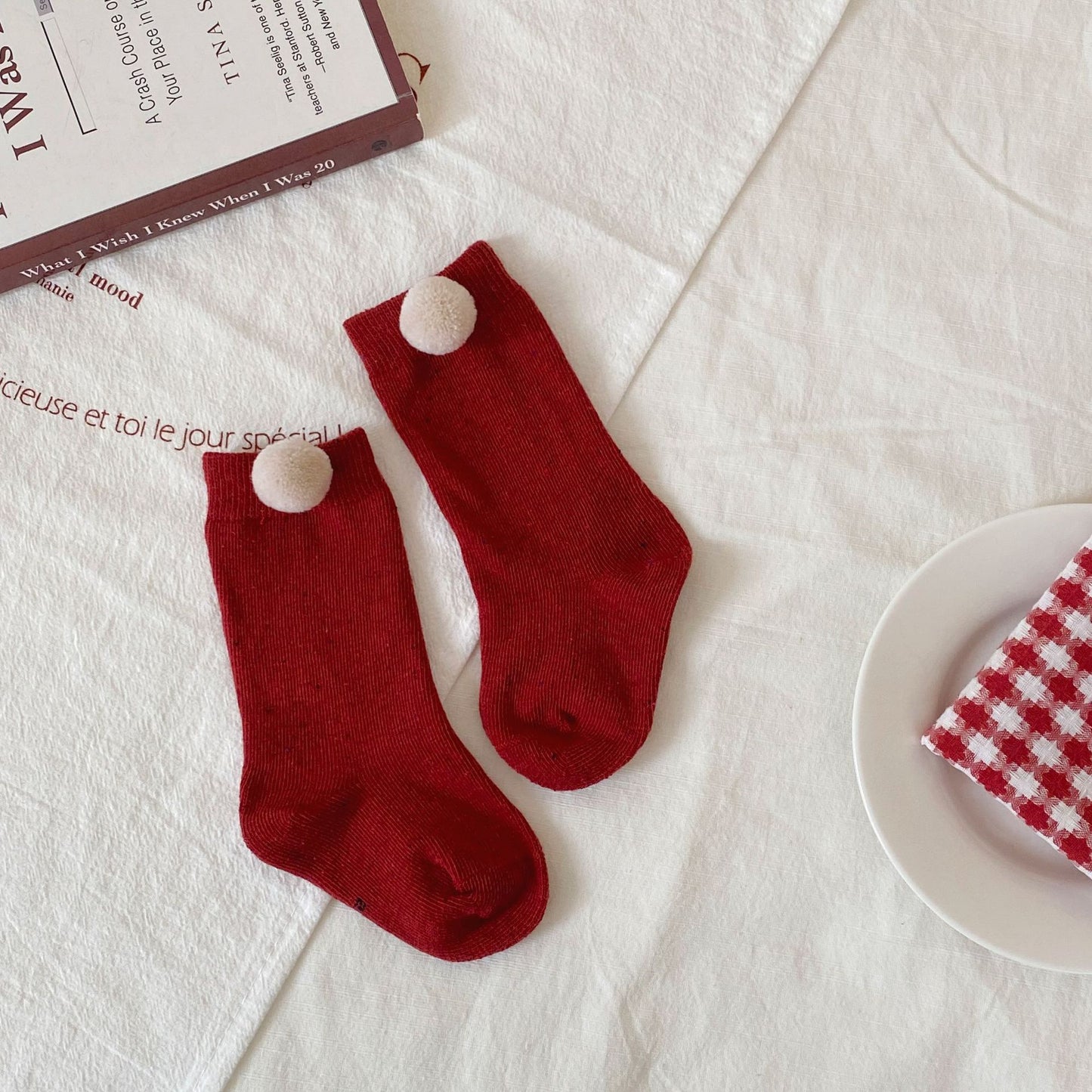 Autumn and Winter Baby Girls Breathable Simple Red Socks, MyKids-USA®, Baby & Toddler Socks & Tights, MyKids-USA - Size/Age - S (0-1Y) - Color - White -  -  - TR2512101717-E.