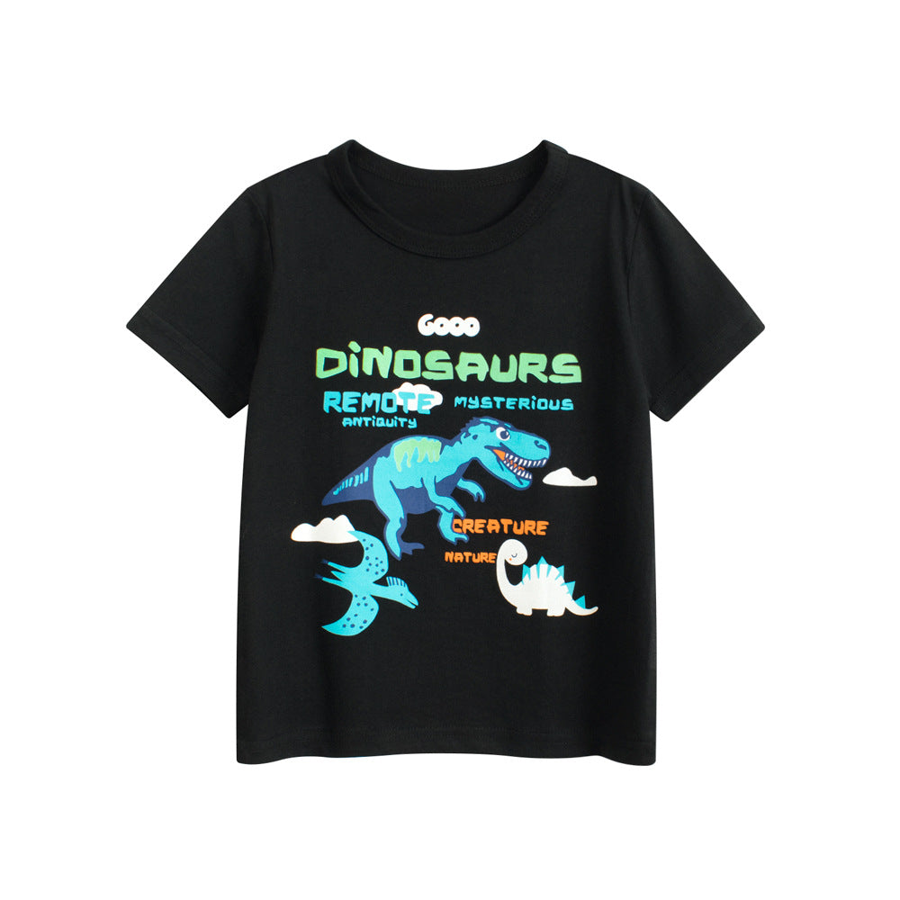 Summer Boys’ Animals Cartoon and Letters Pattern T-shirt in European and American Style, MyKids-USA®, Baby & Toddler Tops, MyKids-USA - Size/Age - 90 (12-24M) - Color - Black -  -  - TR2505252114-A