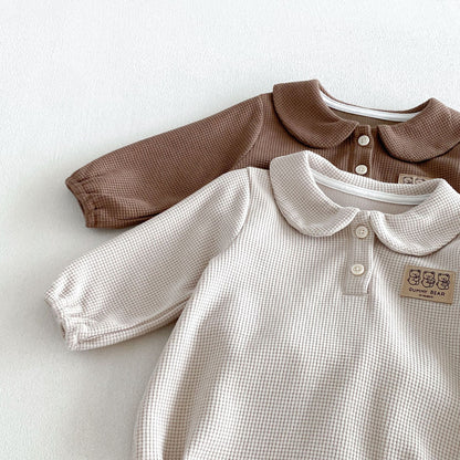 MyKids-USA® Autumn Arrival Baby Kids Girls Long Sleeves Peter Pan Collar Teddy Pattern Bodysuit