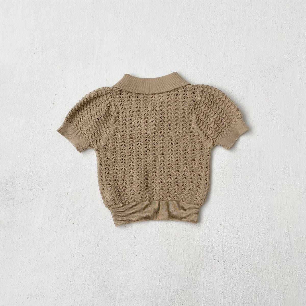 Arrival Summer Baby Kids Unisex Jacquard Pattern Knitted Short Sleeves Top