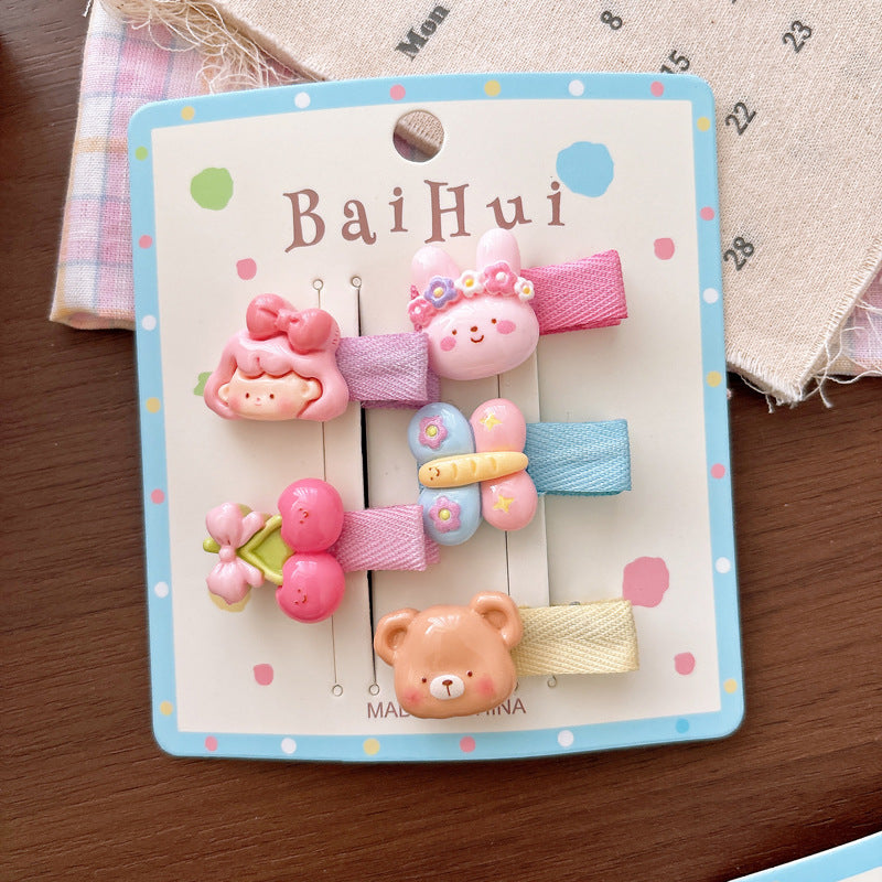 Collection of 5 Cute Cartoon Pattern Hair Clips, MyKids-USA®, Hair Pins, Claws & Clips, MyKids-USA - Size/Age - Average Size (0-12Y） - Color - Beige -  -  - TR2604291507-A.