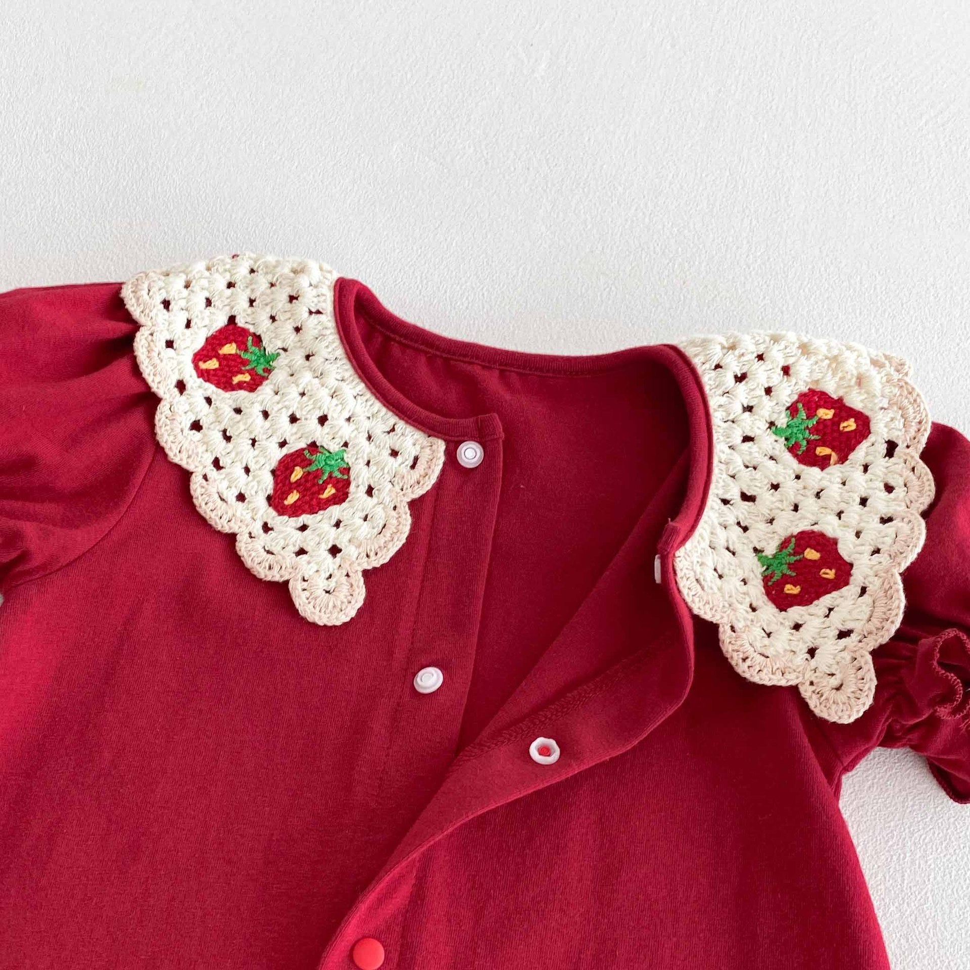 Summer Arrival Baby Girls Cute Single Breasted Rompers with Knitted Collar, MyKids-USA®, Baby One-Pieces, MyKids-USA -  -  -  -  -  -  - 