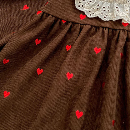 MyKids-USA® Autumn Arrival Baby Kids Girls Long Sleeves Cute Hearts Printed Dress
