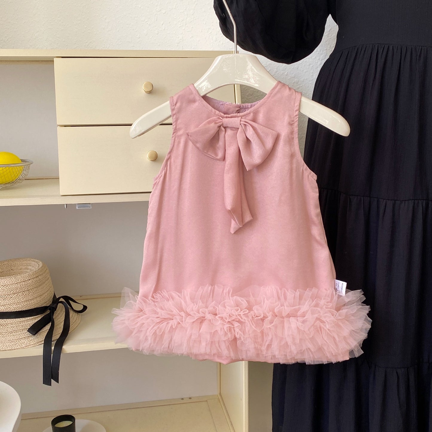 Summer Arrival Baby Girls Sleeveless Pink Butterfly-bow and Tulle Decorated Dress, MyKids-USA®, Baby & Toddler Dresses, MyKids-USA - Size/Age - 73 (6-9M) - Color - Pink -  -  - TR2603241536-A.